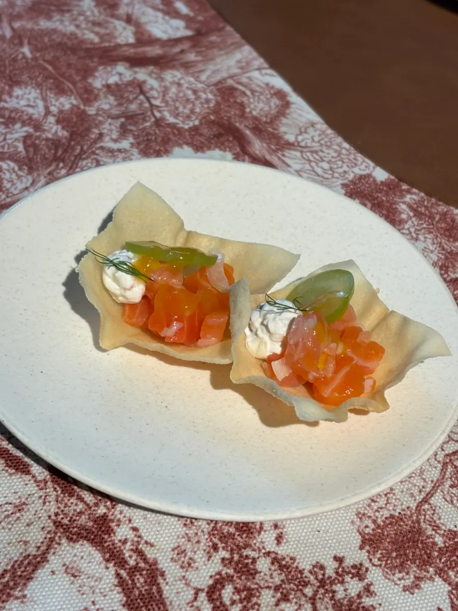 Salmon appetizer received through the review event
