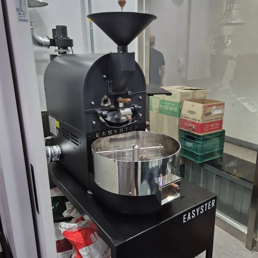 Coffee roasting machine inside the store