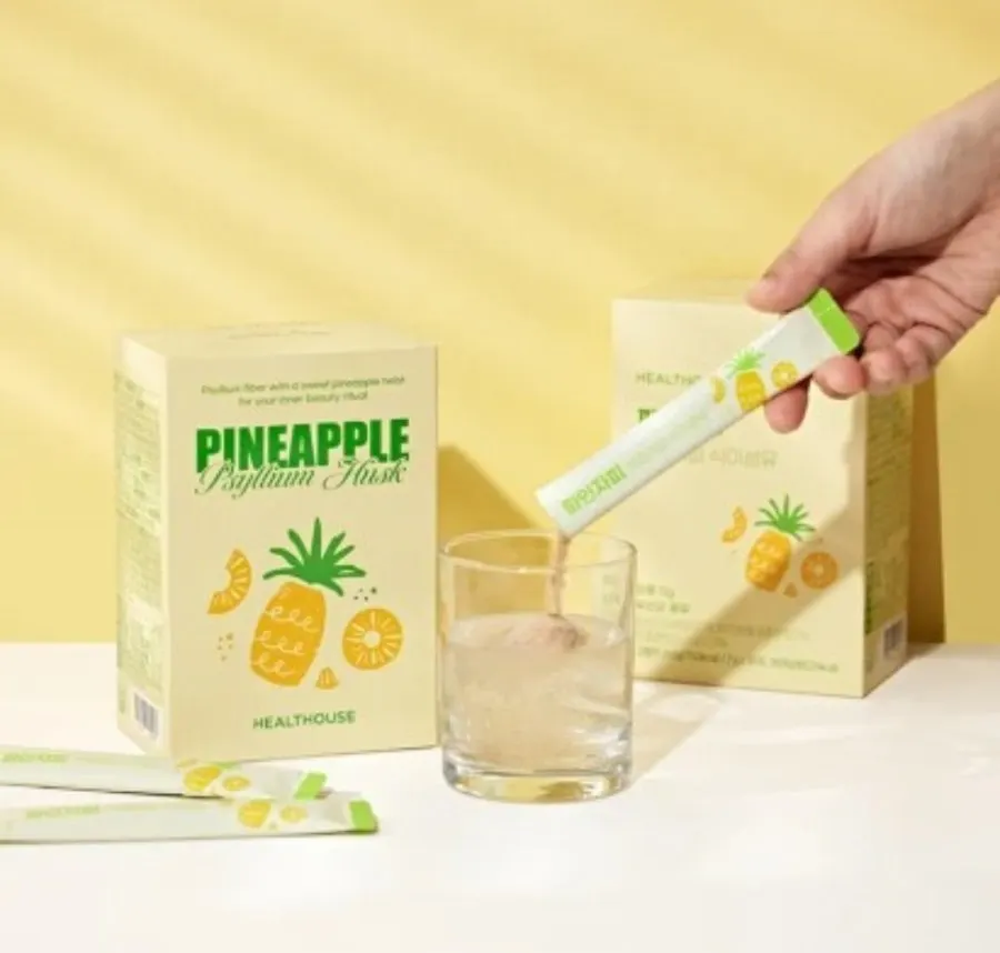 Front of the Pinejapi package, styled like a kombucha bottle
