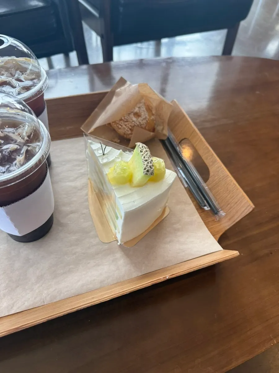 A slice of melon cake at Pine Terrace