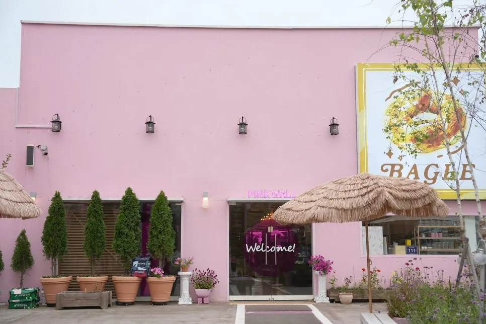 Exterior of Pink Wall Cafe near Maisan Beach