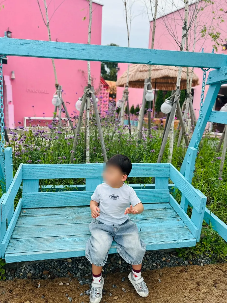 Outdoor walking area at Pink Wall Cafe