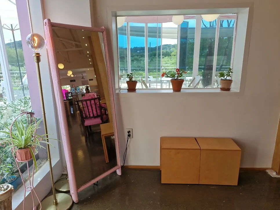 Seating with a pink baby chair
