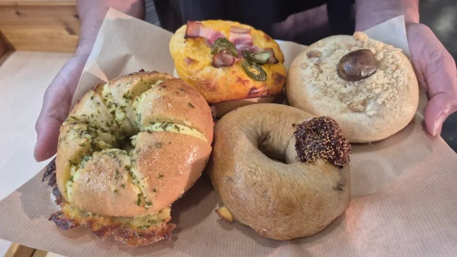 Bread and desserts picked out at Pink Wall Cafe