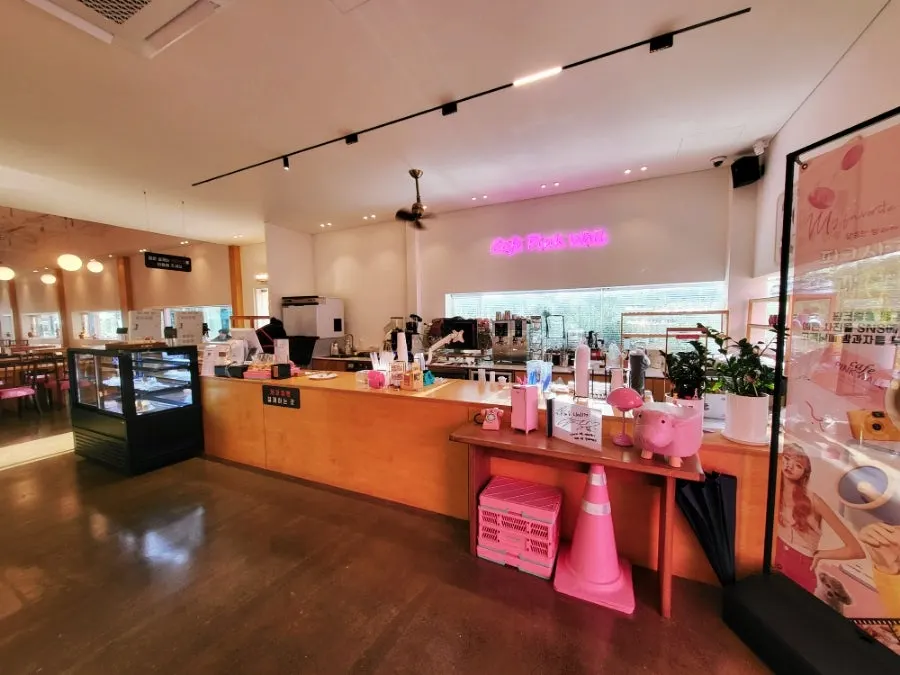 Terrace seating at Pink Wall Cafe