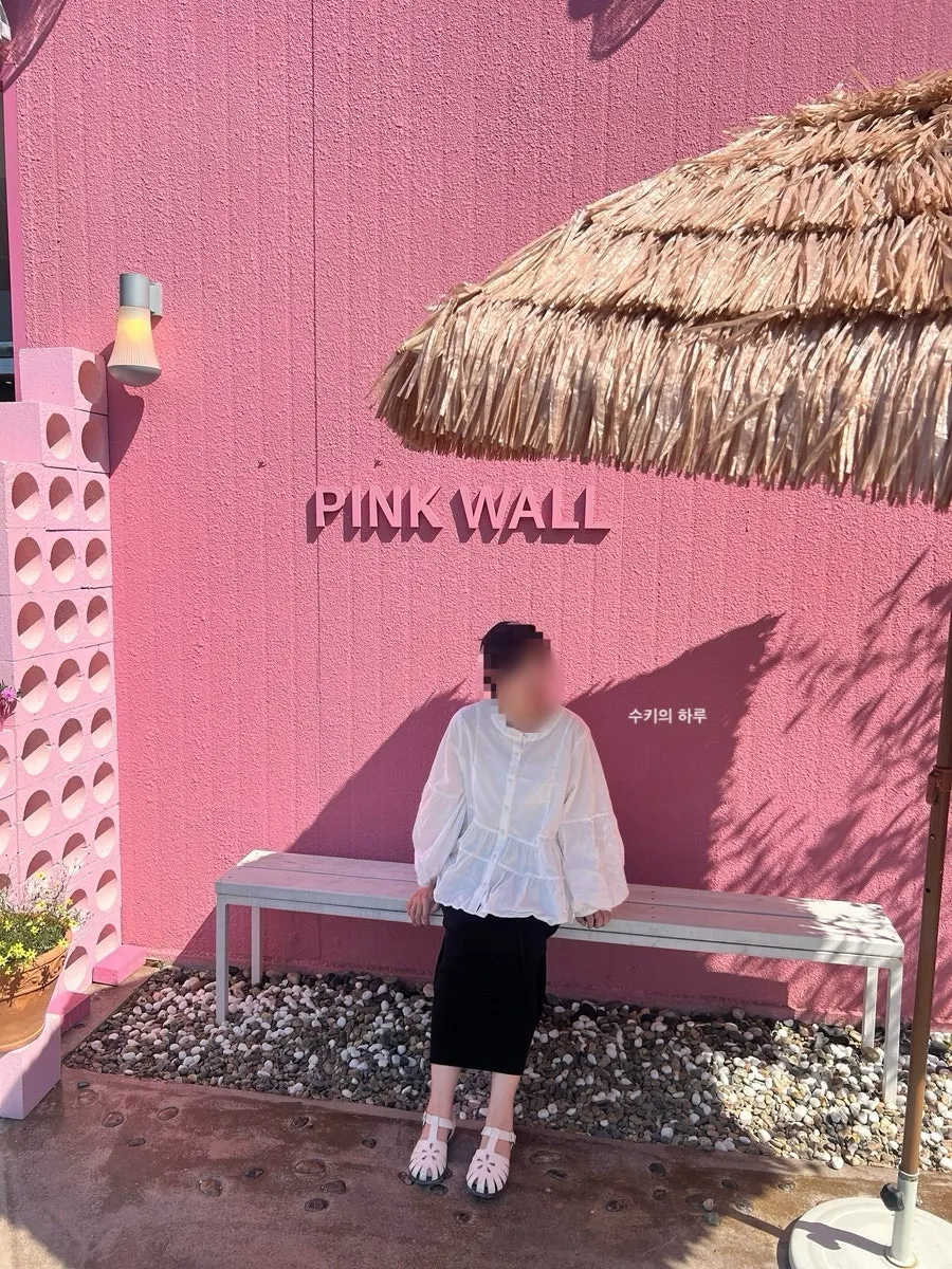 Pink accent interior space at Pink Wall Cafe