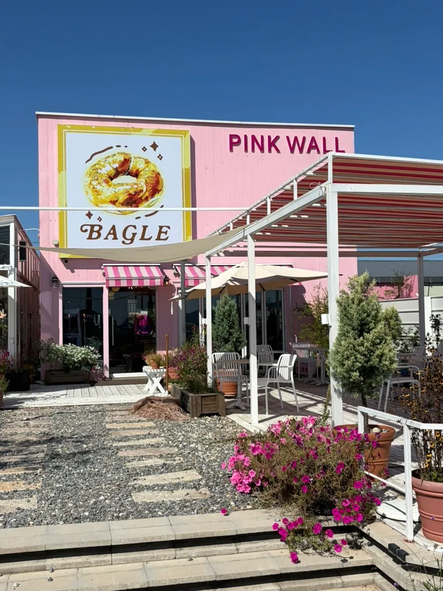 Pink Wall Cafe's pink exterior