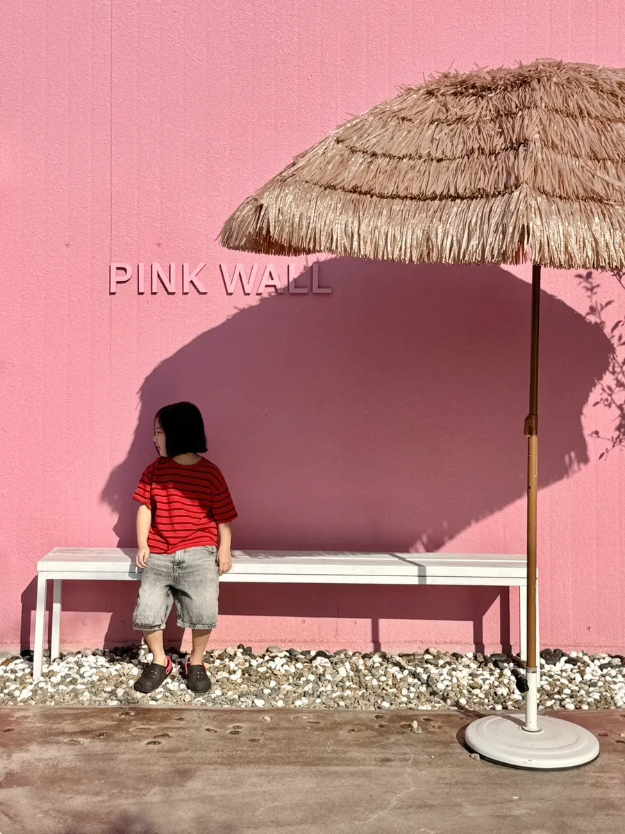 Pink-themed space at Yeongjong's Pink Wall Cafe