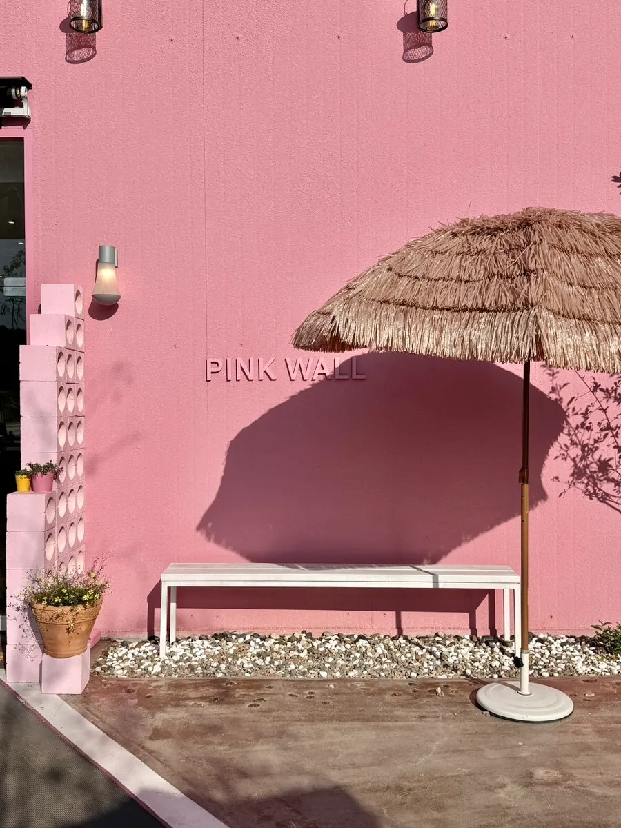 Lovable pink interior space at Pink Wall Cafe