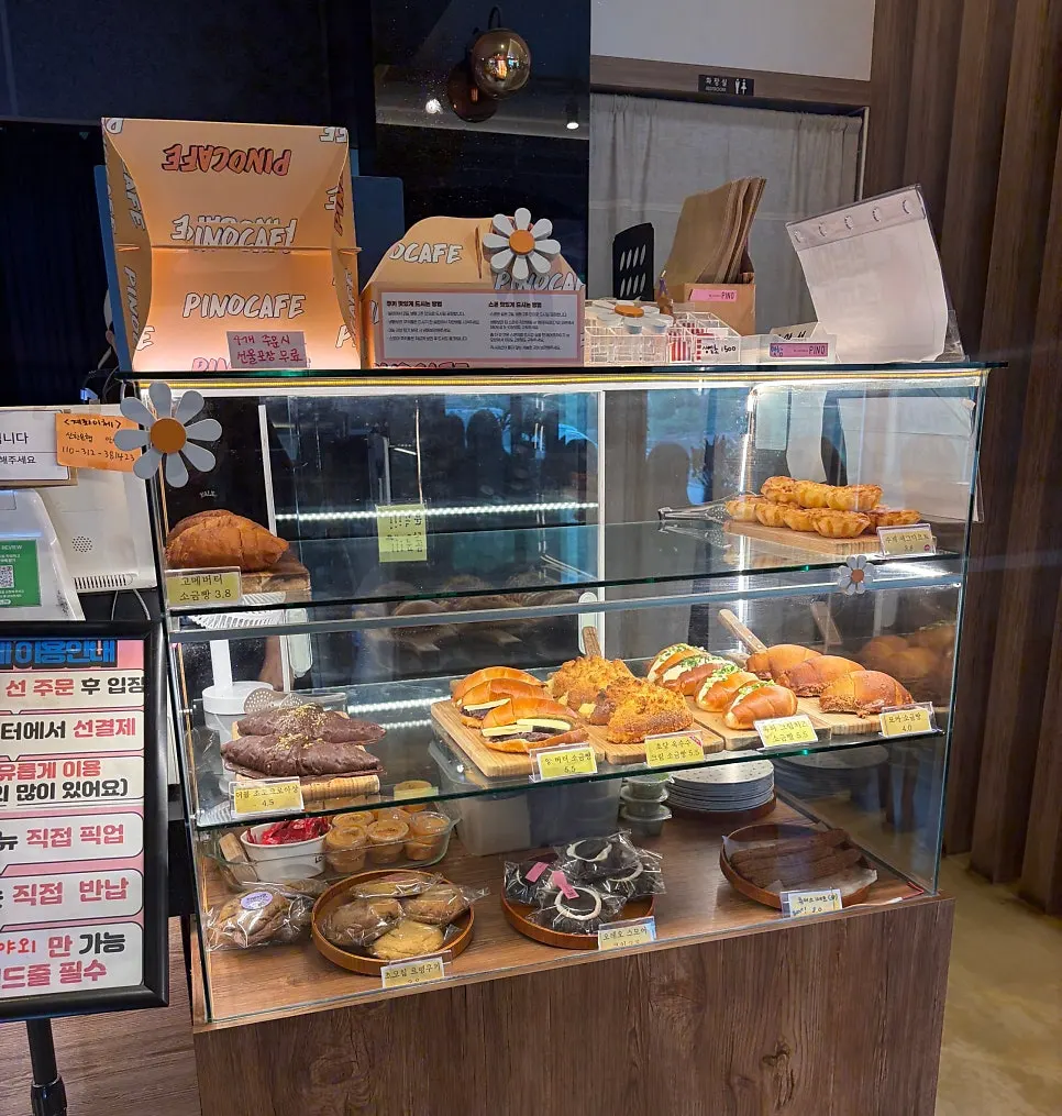 Pino Cafe dessert menu and order counter