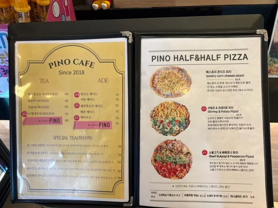 Pino Cafe menu board