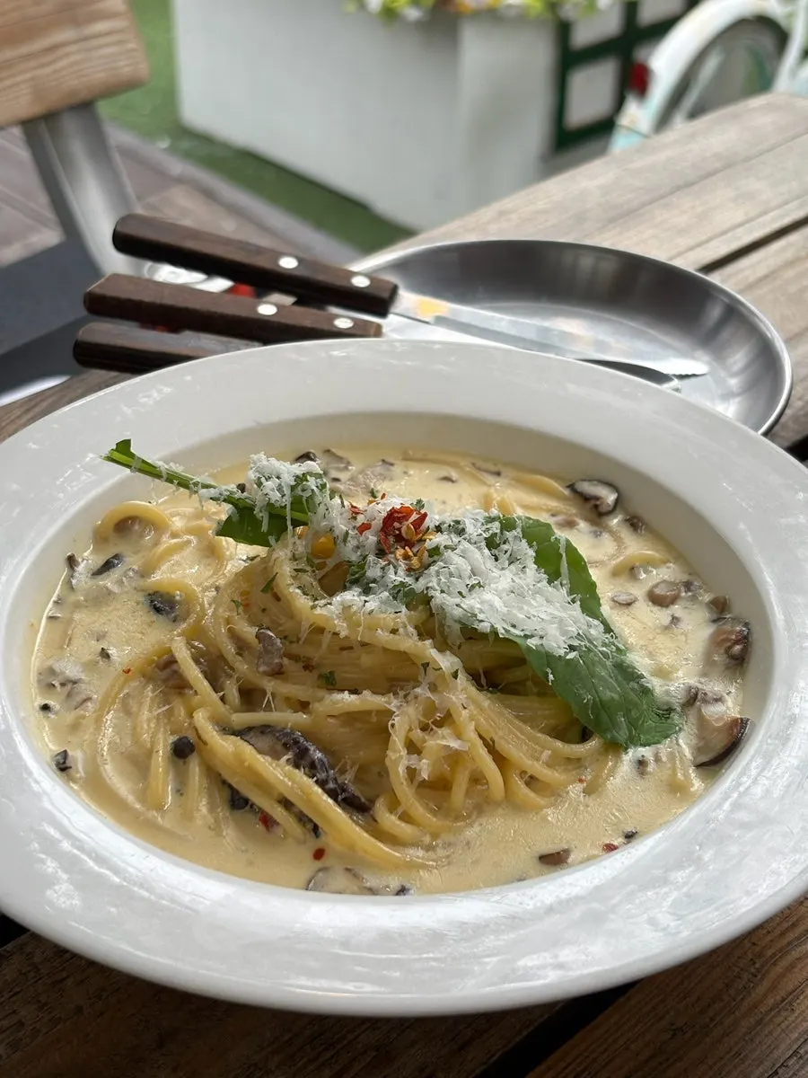 Truffle cream pasta at Pino Cafe