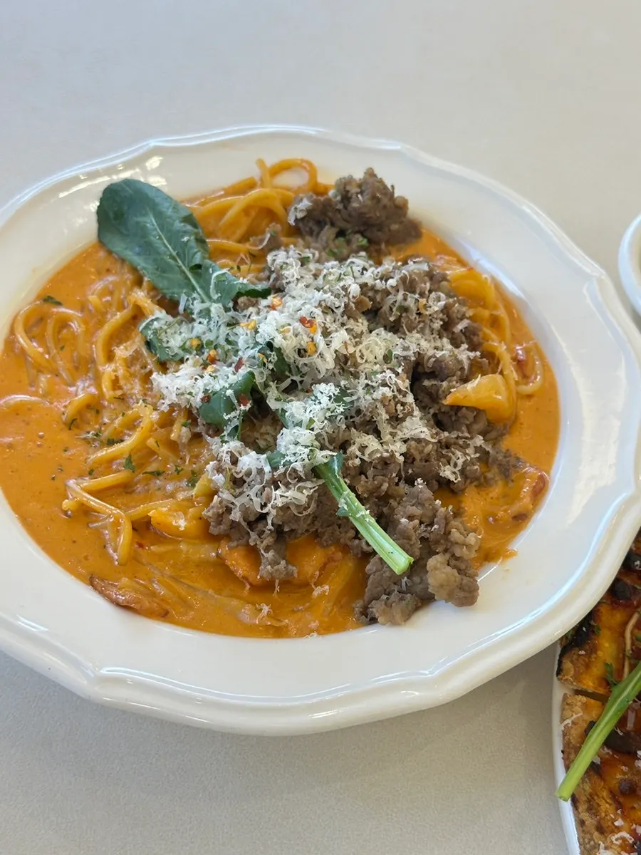 A plate of spicy bulgogi rosé pasta