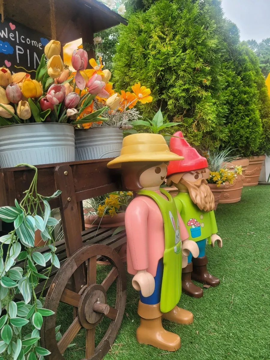 Pino Cafe's garden with orange flowers and string lights