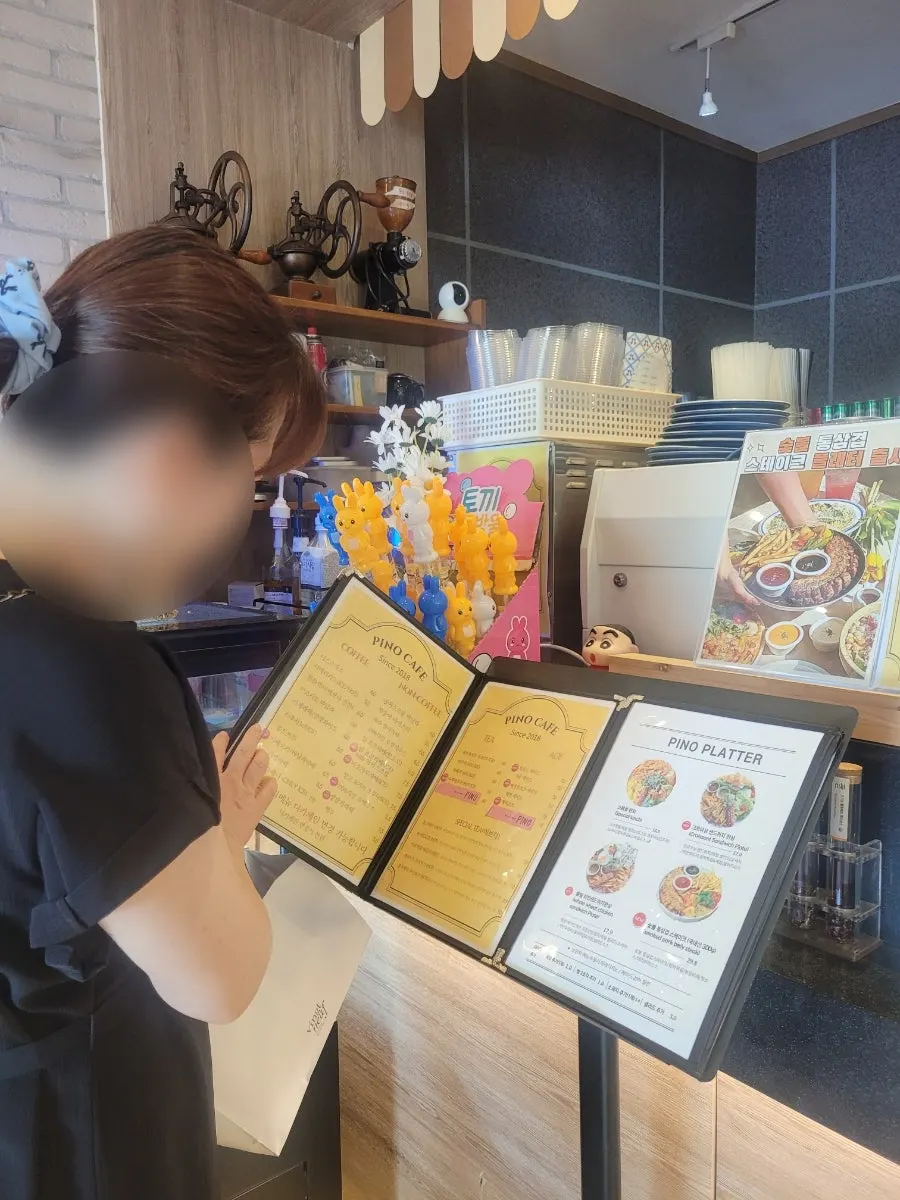 Menu board at Pino Cafe Cheonan