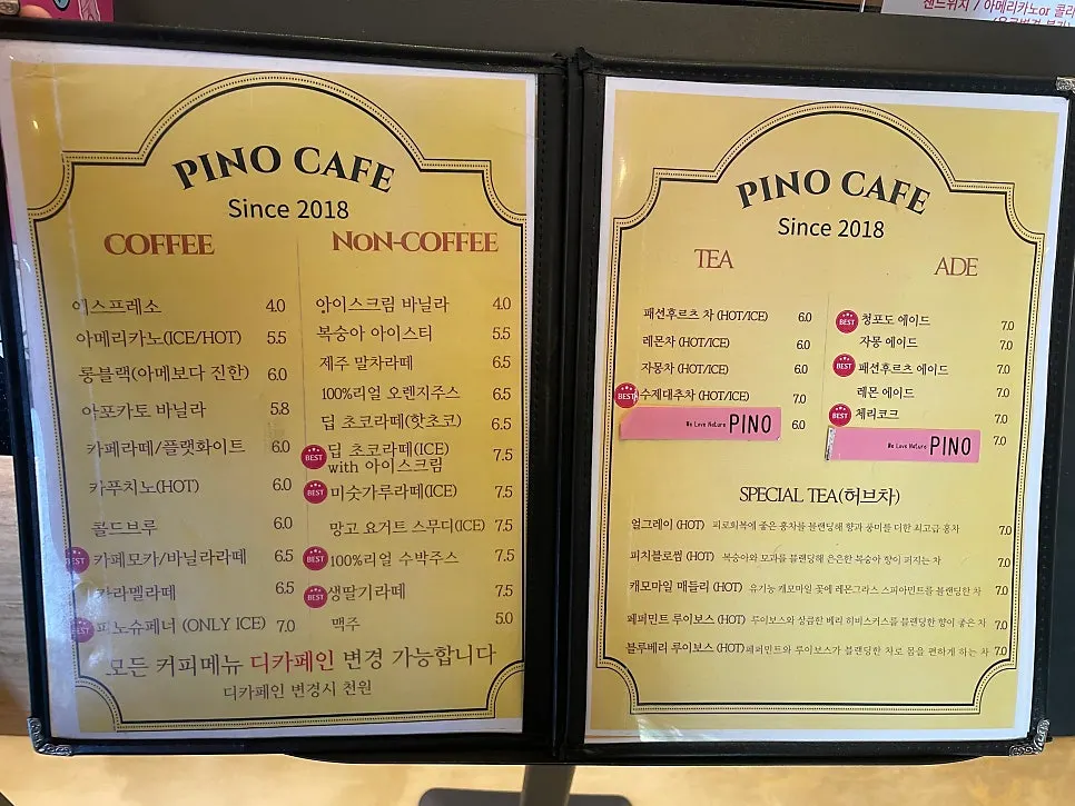 Bakery display case at Pino Cafe