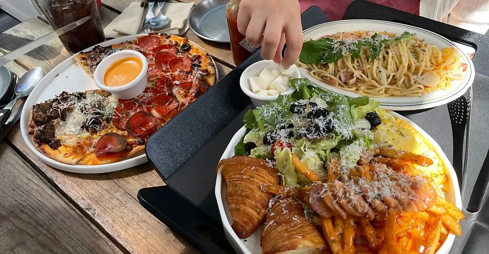 Pino Cafe's special lunch spread with multiple dishes