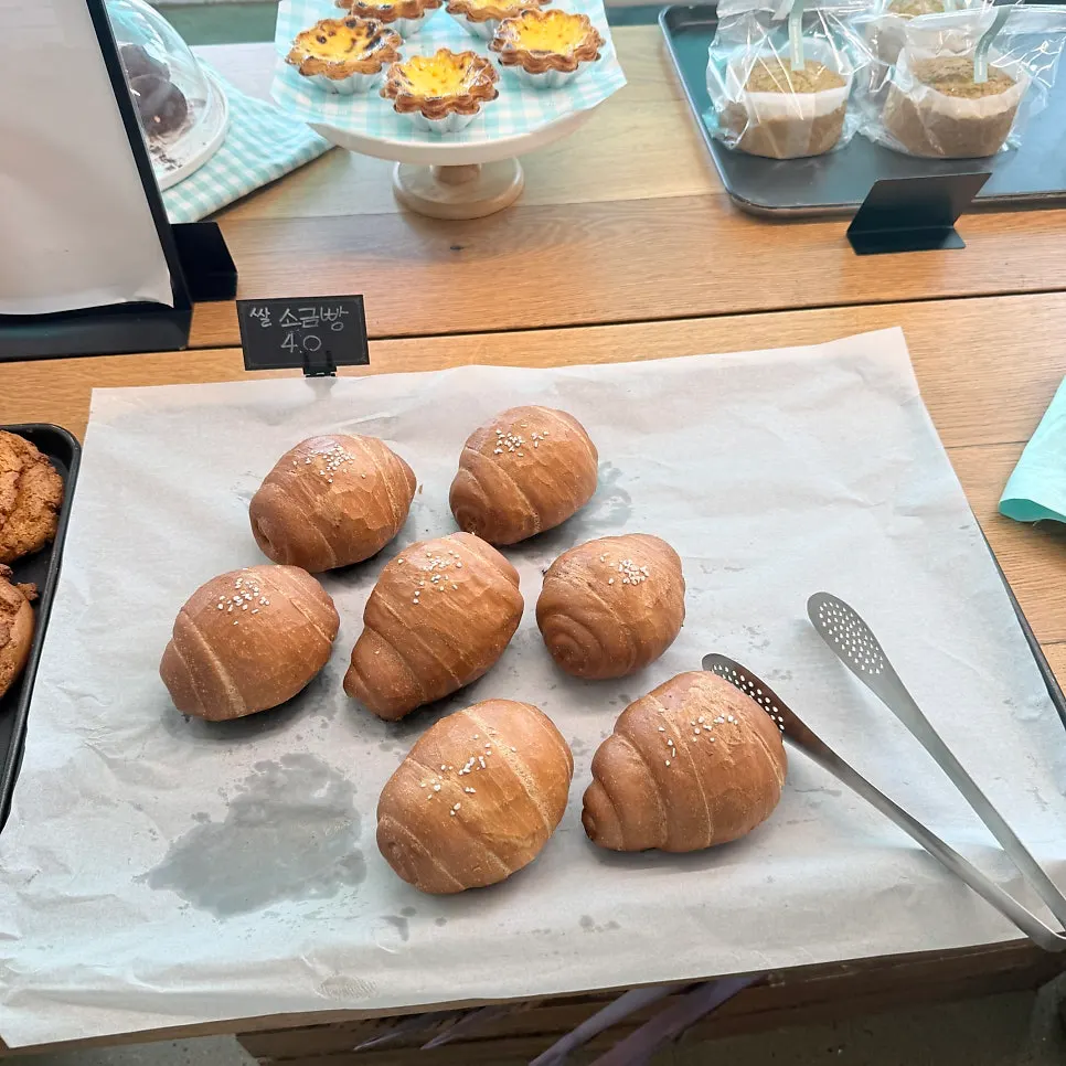 Salt bread and financiers on display