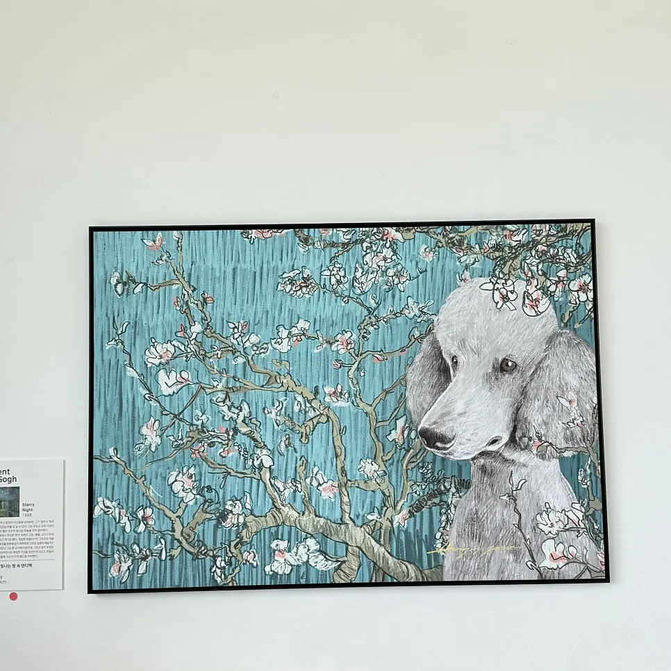 Painting of the dog Mac inspired by a Van Gogh work