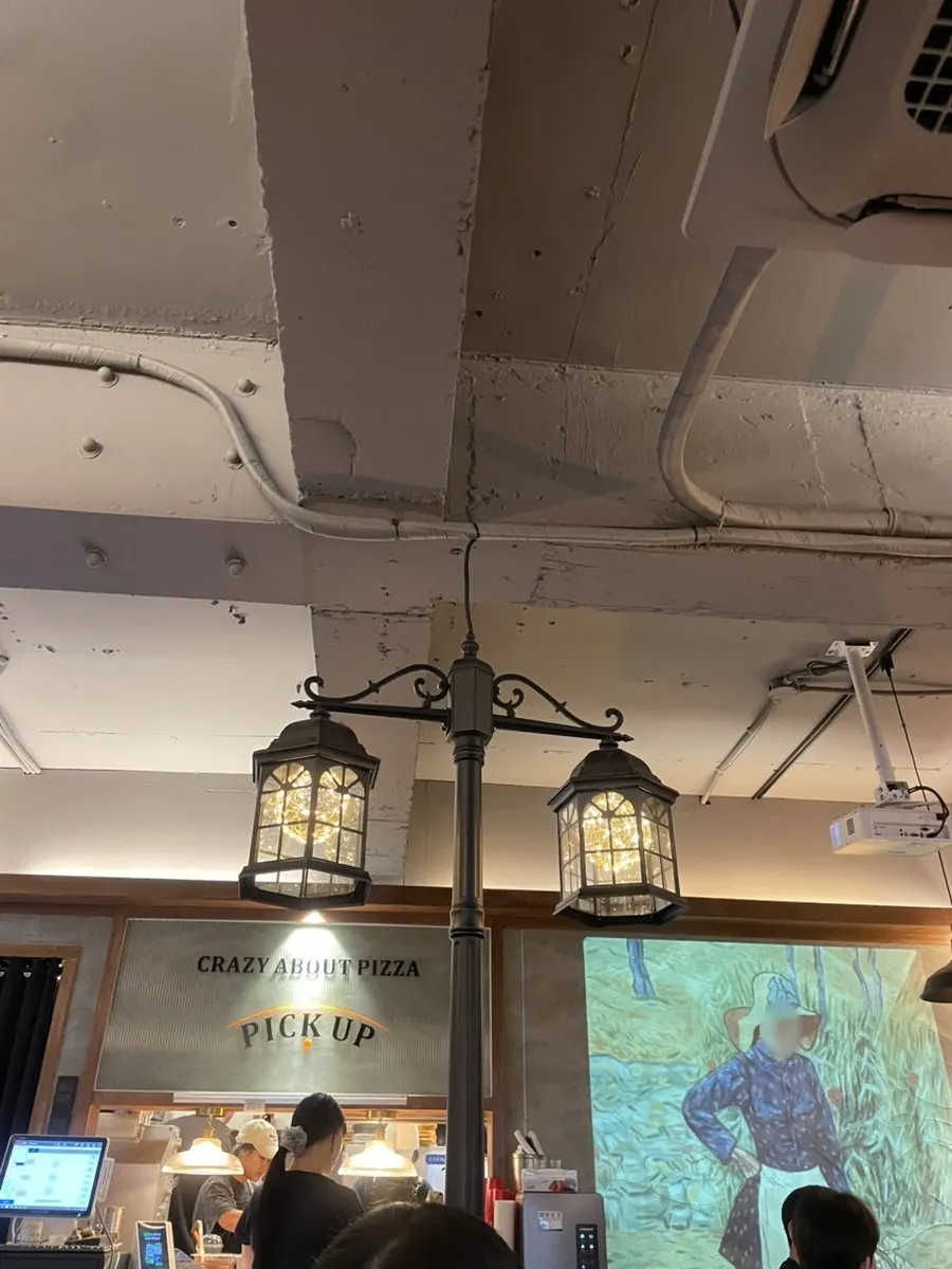 Restaurant atmosphere good for pizza and beer