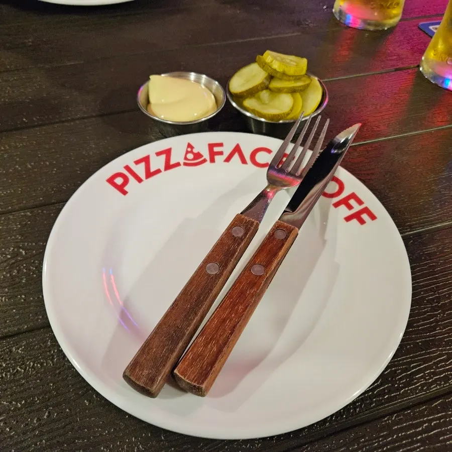 Table set with plates and forks