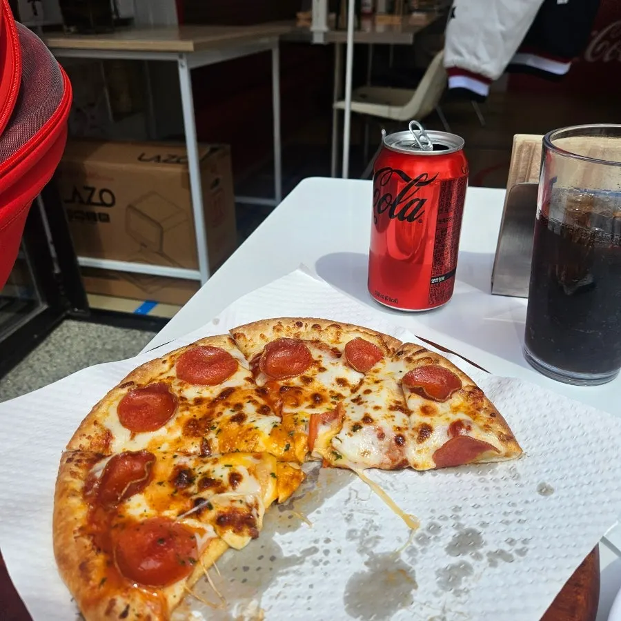 Classic pepperoni pizza, smallest size