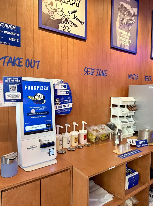 Self-serve bar with cutlery and disposable gloves