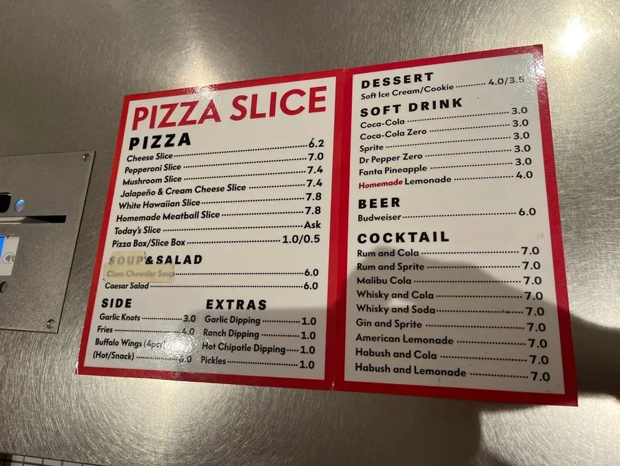 Slice pizzas on display