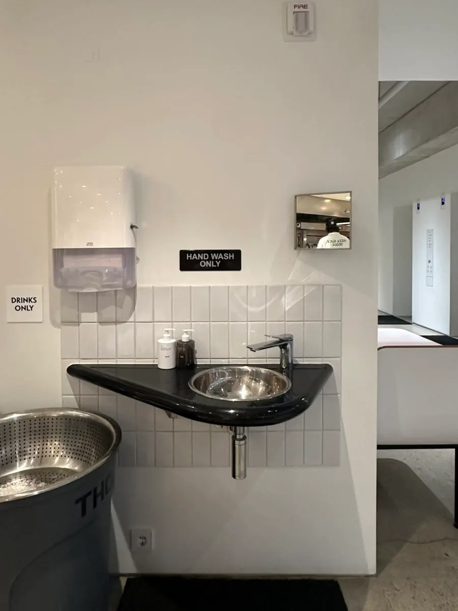 Handwashing area set up inside the shop