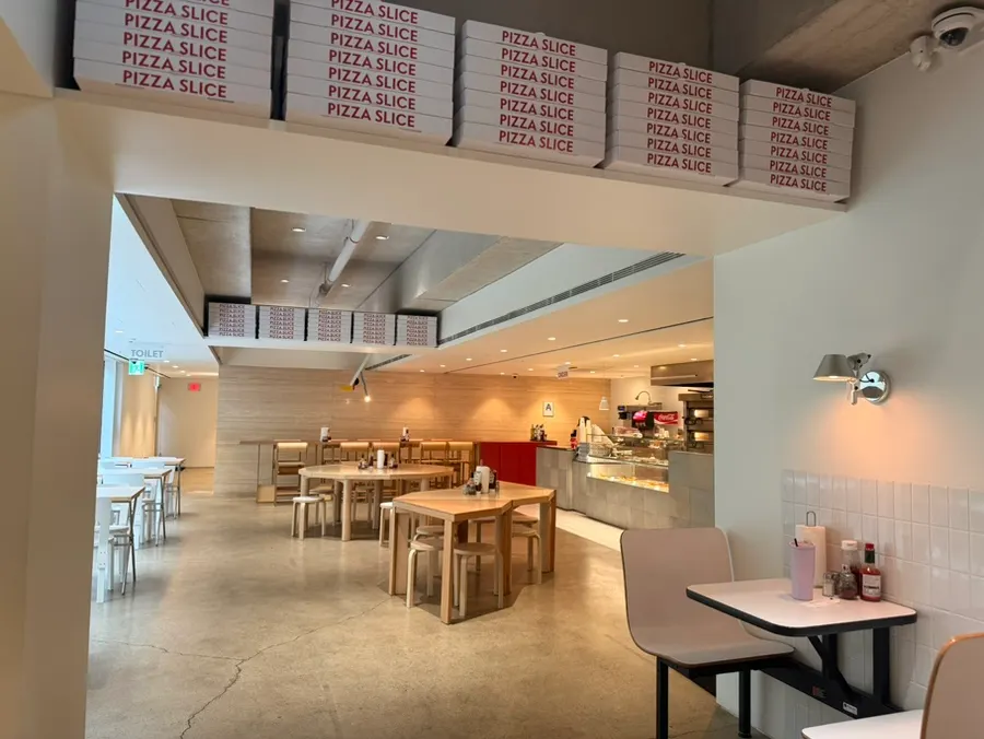 Calm-toned interior space of the restaurant