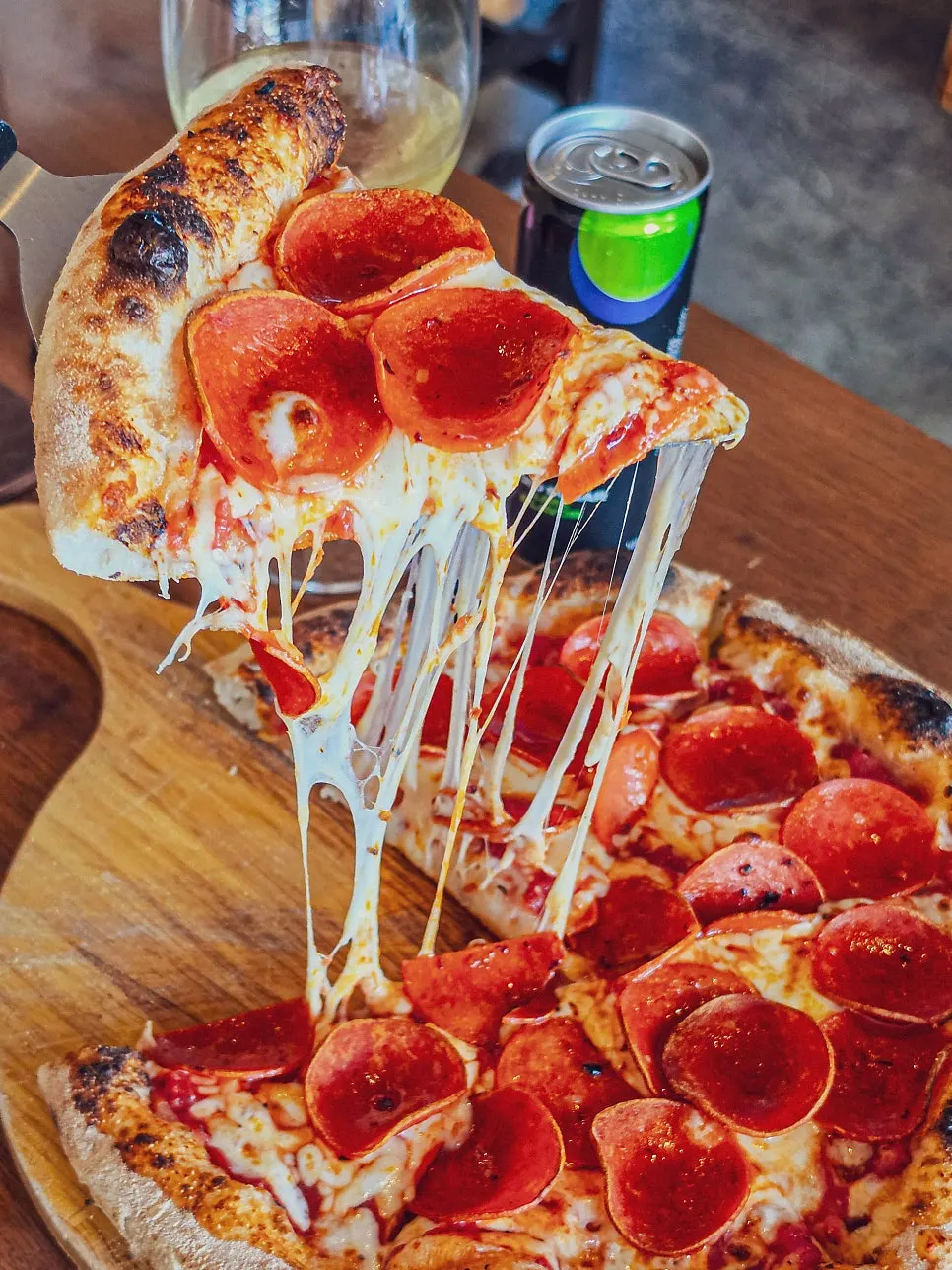Finished pepperoni pizza, whole pie