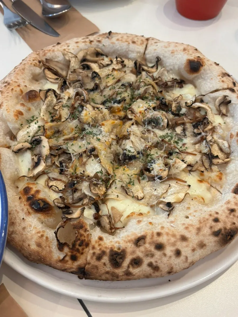 Wood-fired Funghi mushroom pizza