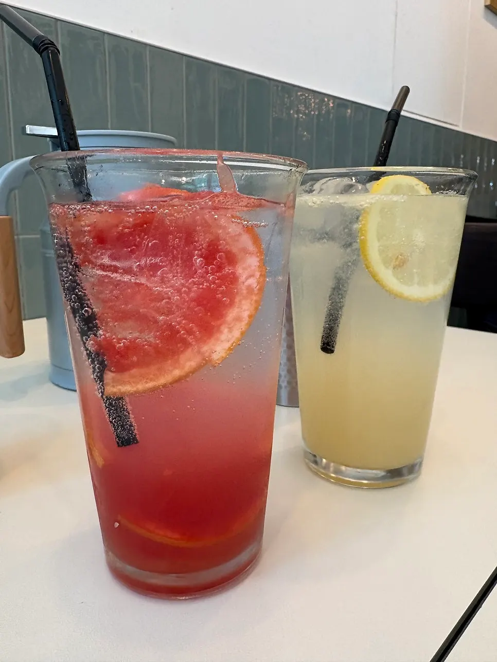 A glass of ade ordered alongside the meal
