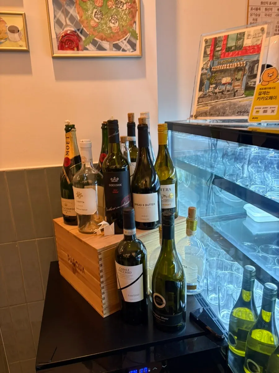 Wine displayed in the restaurant