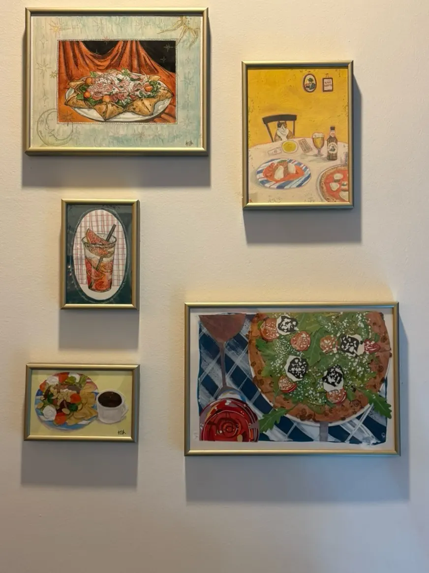 Wall art matching the restaurant's atmosphere