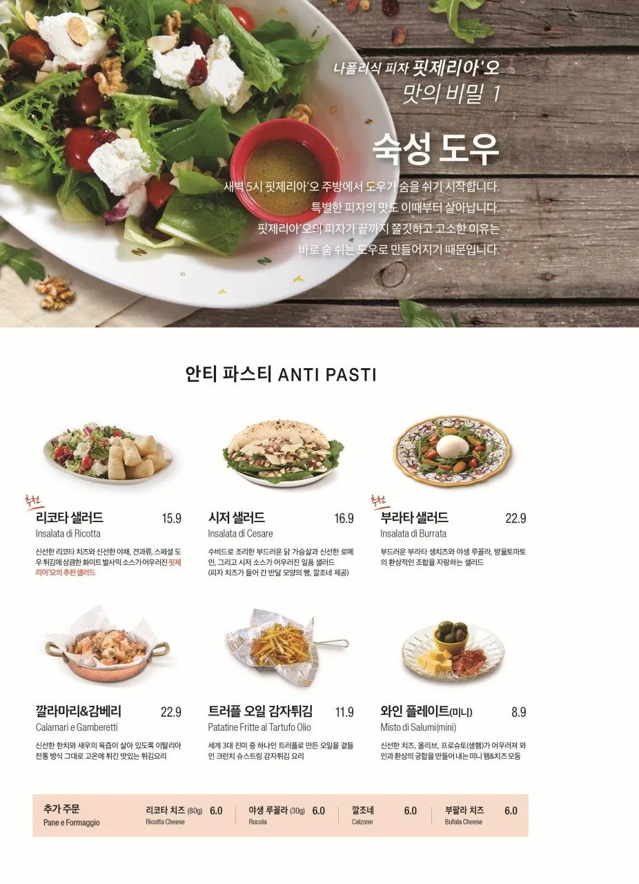 Menu board at Pizzeria O Hapjeong Station