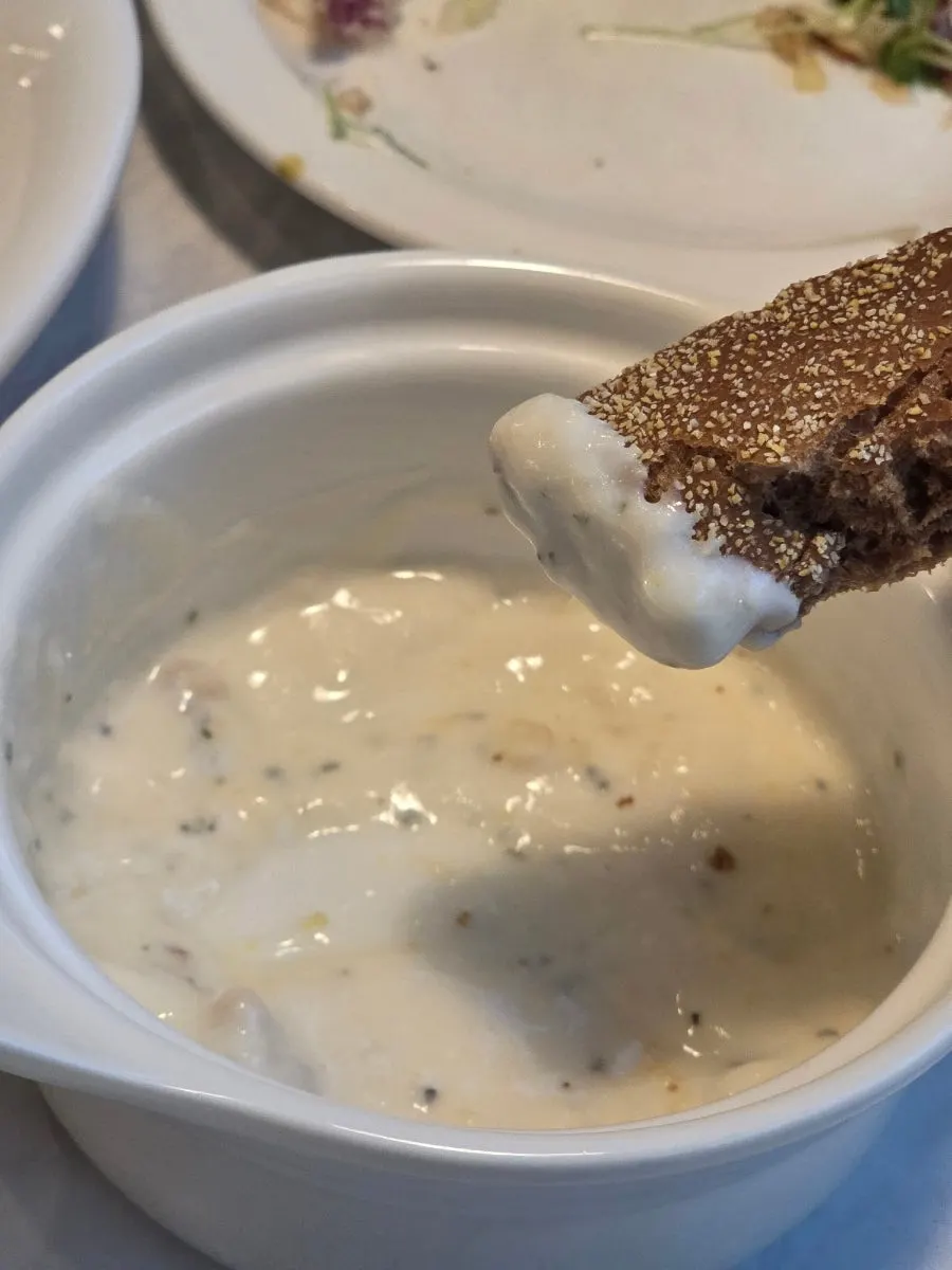 Bushman bread served with fresh cream