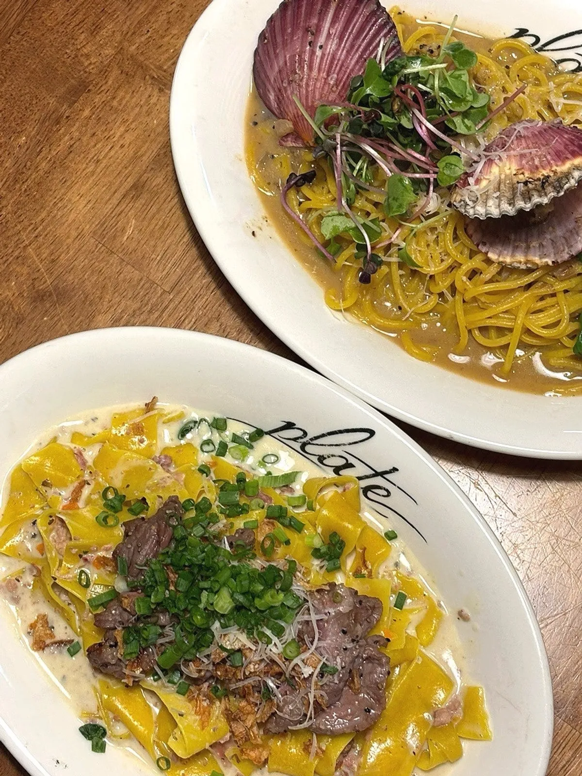 플레이트 선화점 파스타 두 접시 상차림