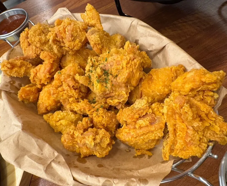 A plate of boneless fried chicken at P&Chick