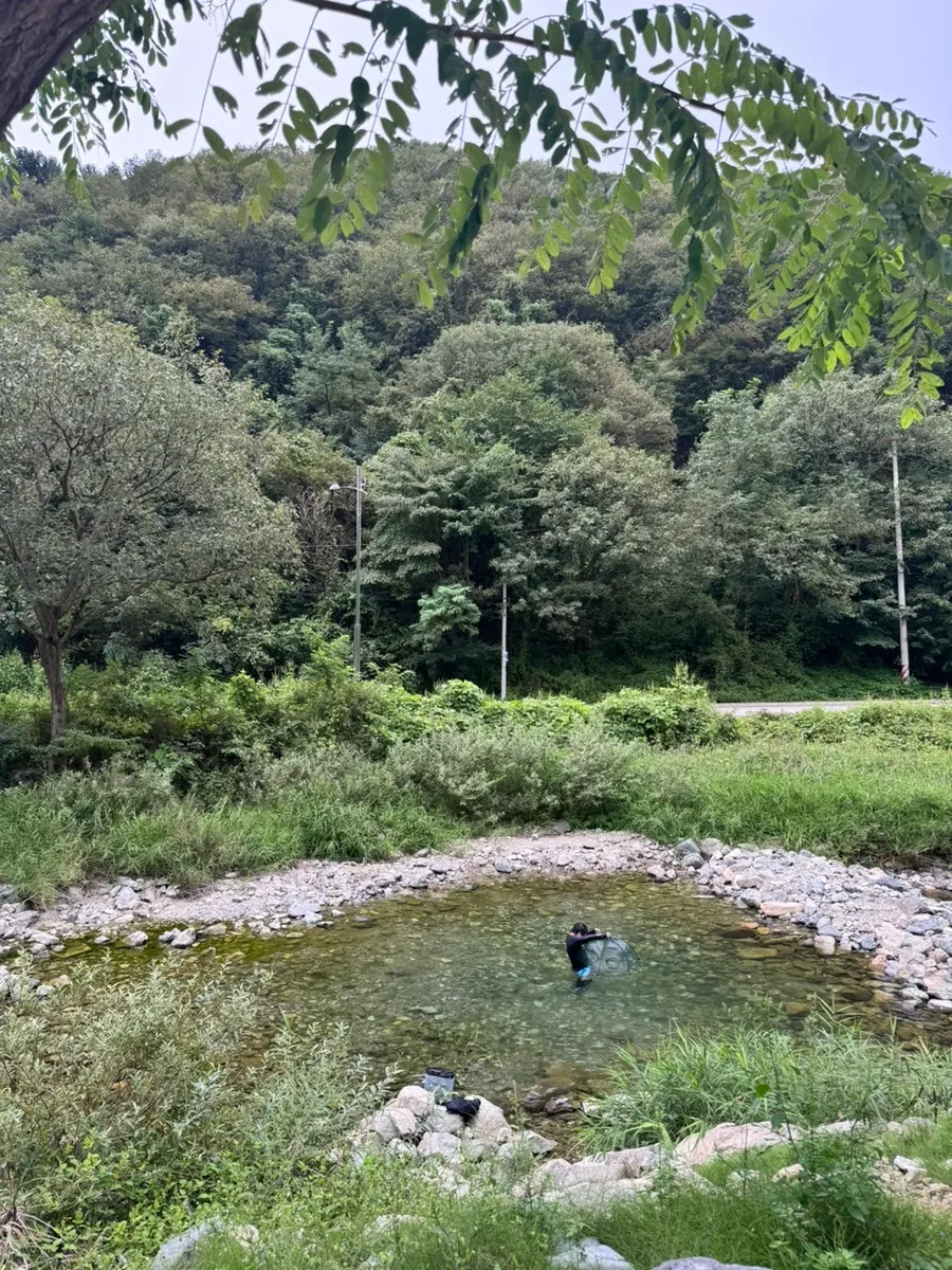 Inside the camping site with electricity connected and in use