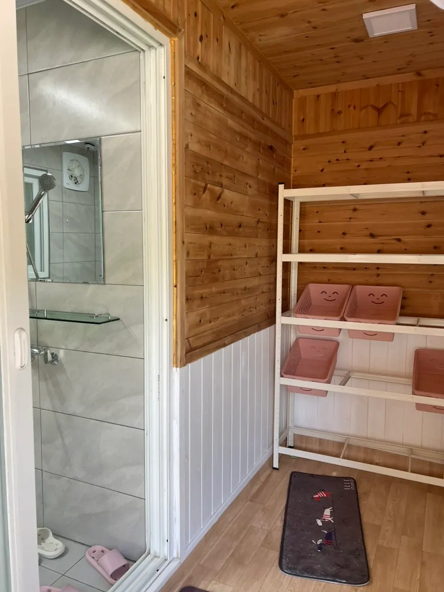 Spacious, clean showers at the campground