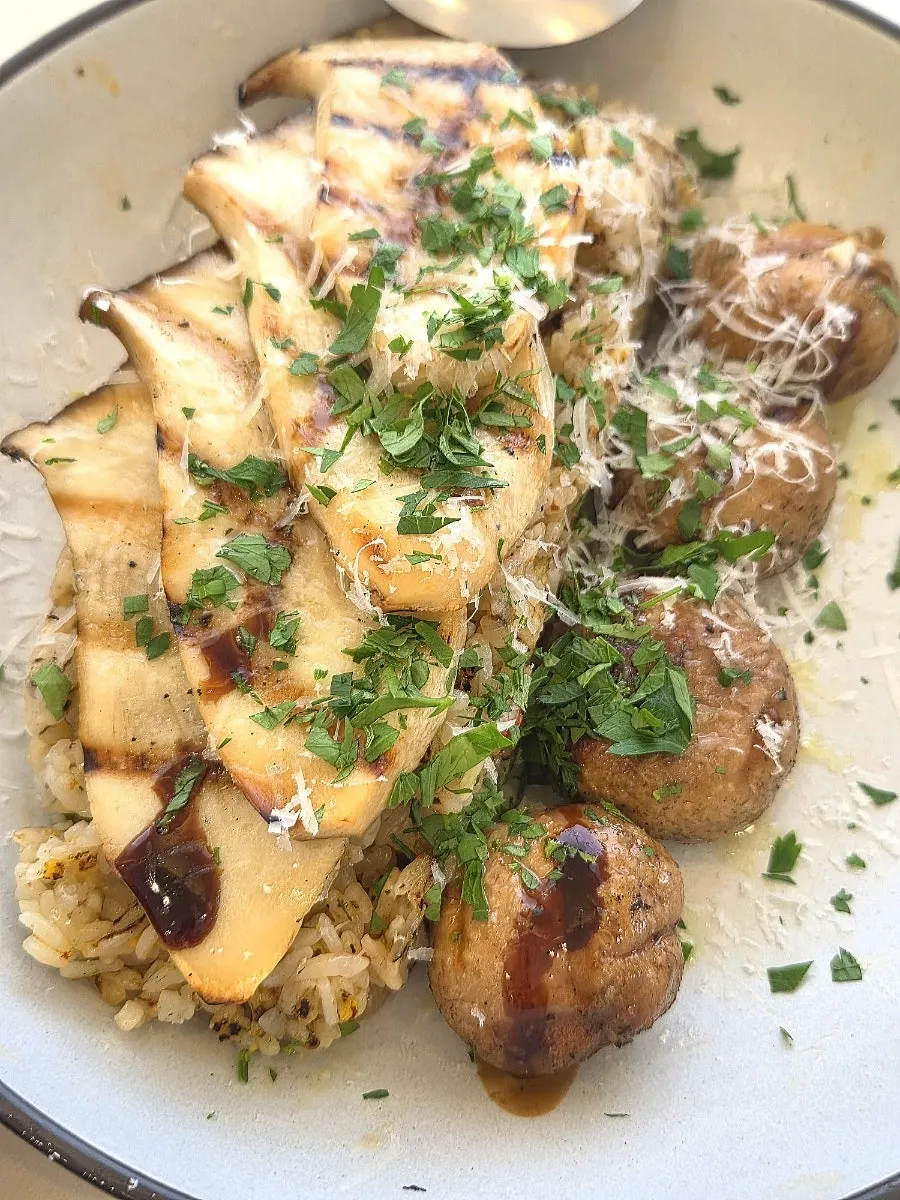 Close-up of mushroom pilaf