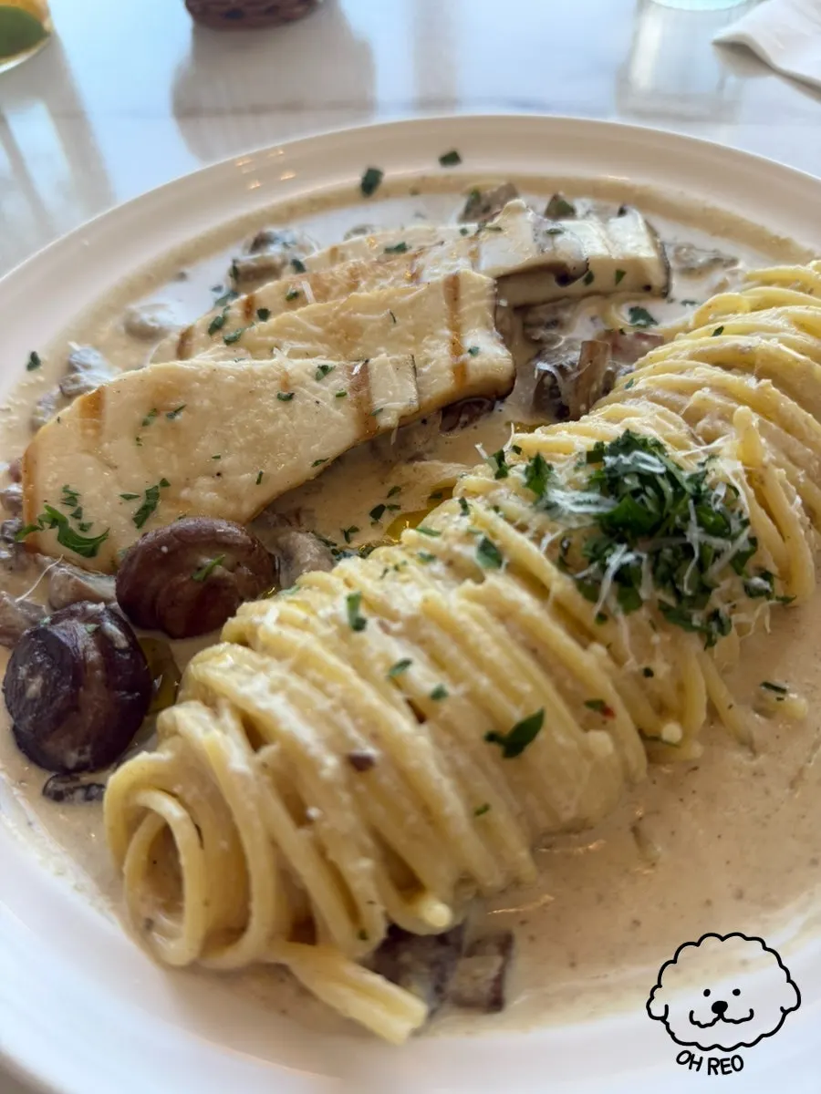 Mushroom cream pasta after eating began