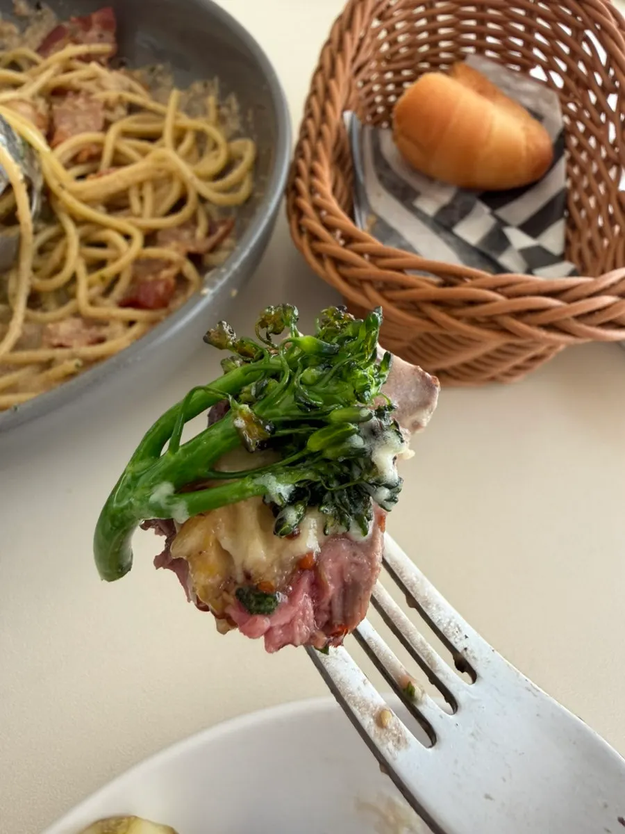 Thickly sliced striploin steak