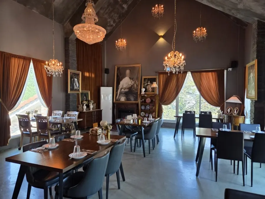 Dining hall with window seating at From Italy
