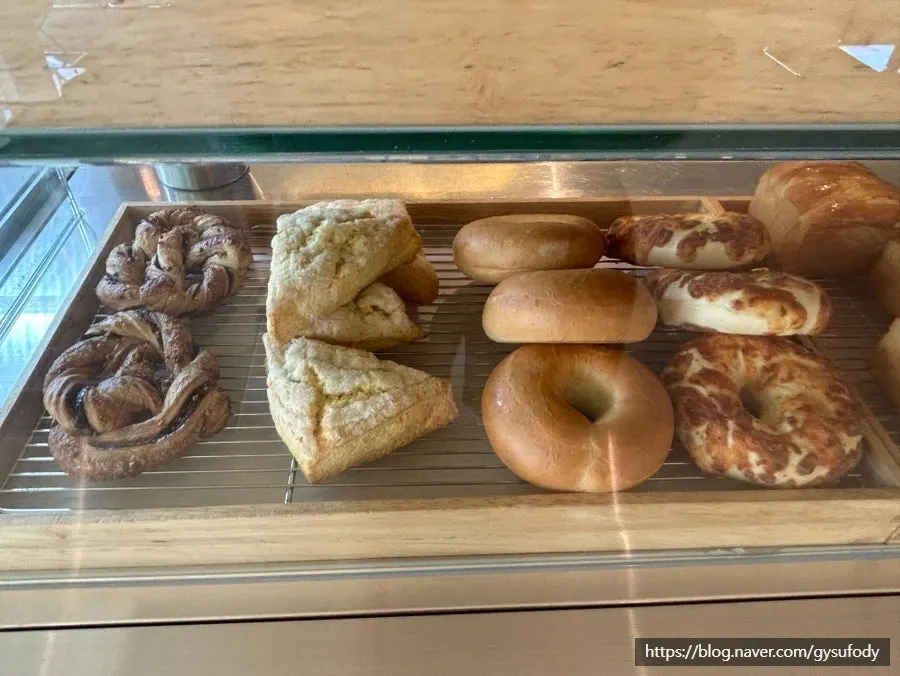 Assorted cakes in the display case