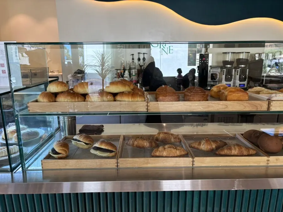 Bakery display case at the counter