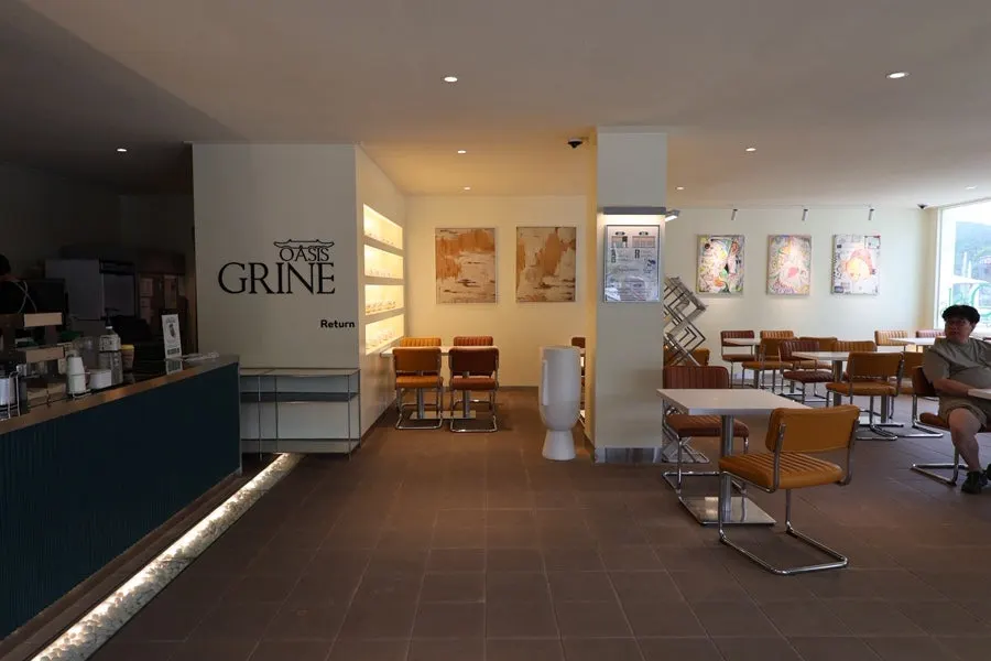 Exterior of the two connected café buildings