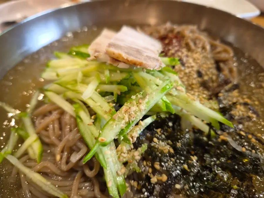 Buckwheat pancake served as a basic side dish at Myeongimong