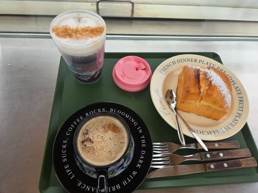 Ordered drinks and honey bread